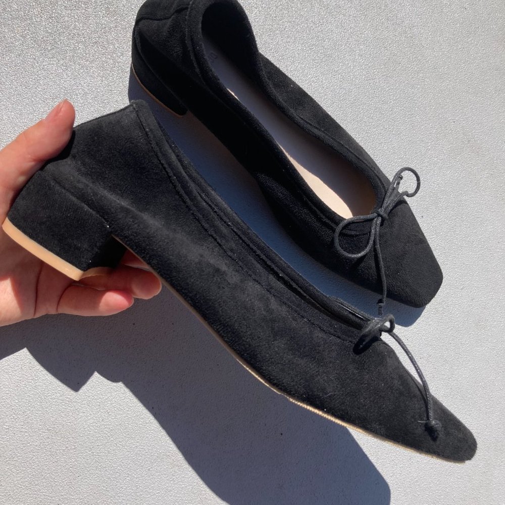 Suede Block Heeled Ballet Flat